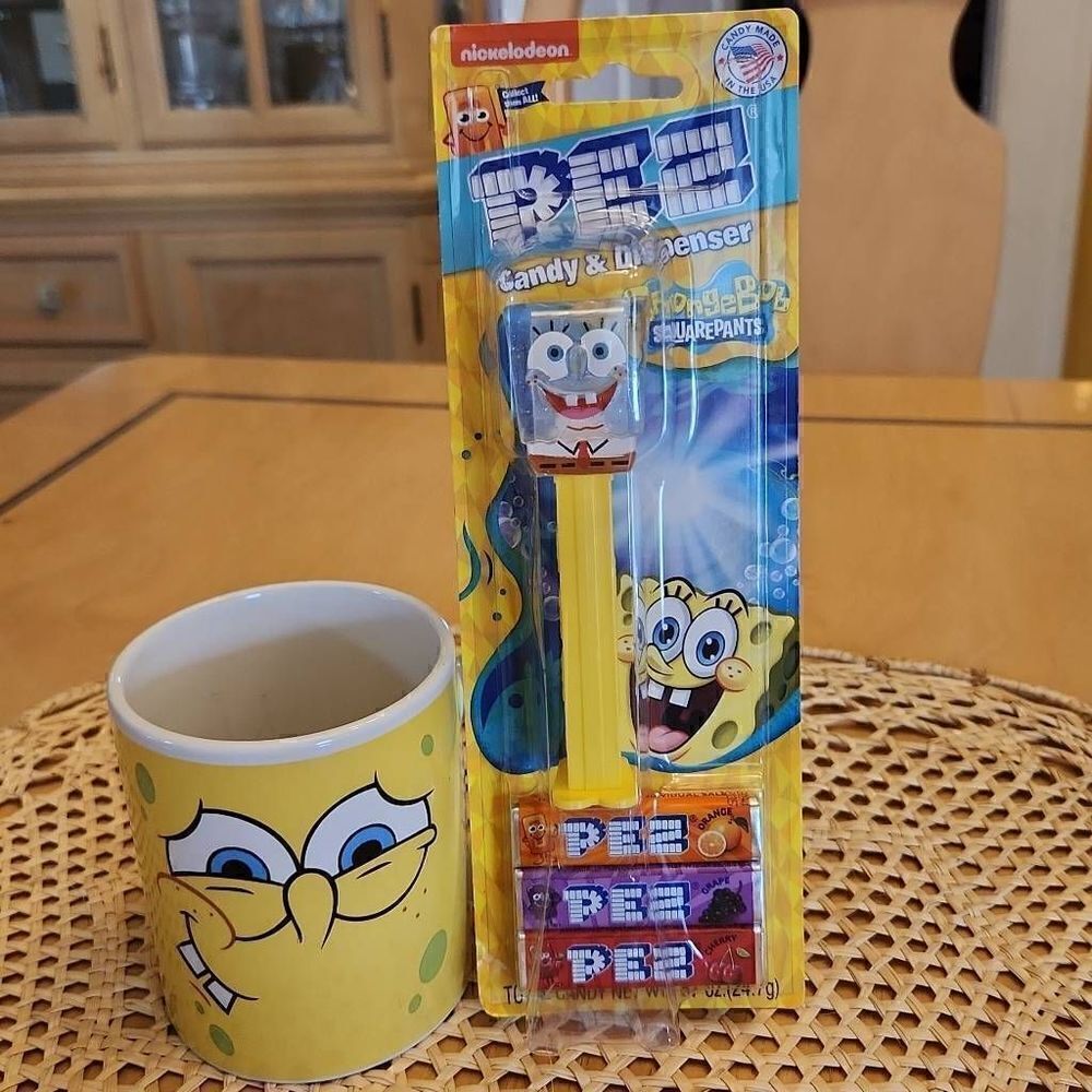 Spongebob pez dispenser and mug